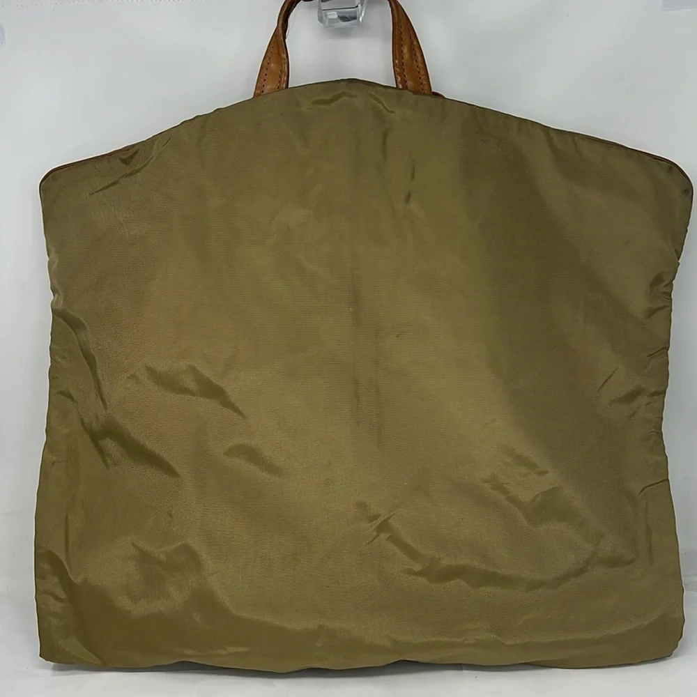 Vintage HARTMANN Lightweight Garment Travel Bag Tan Nylon & Leather Trim